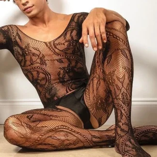 Crotchless Lace Gents Bodystockings