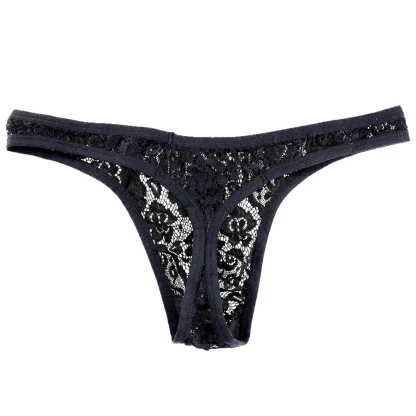 See-through Floral Lace Thong - Image 2