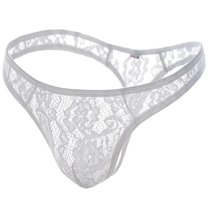 See-through Floral Lace Thong - Image 3