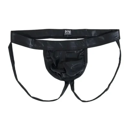 Faux Leather Black Jockstrap - Image 4