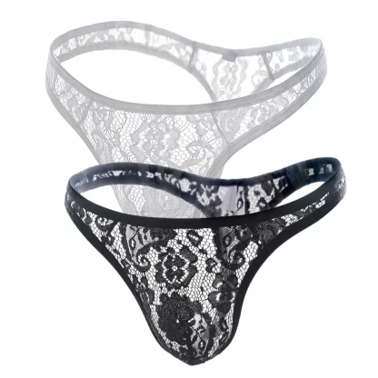 Sheer Floral Lace Thong - Image 12