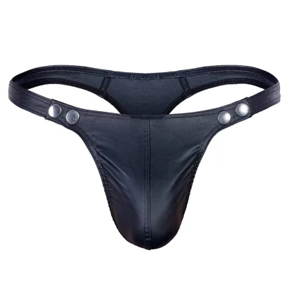 Sleek Black Snap Button Thong