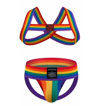 Rainbow Striped Elastic Jockstrap