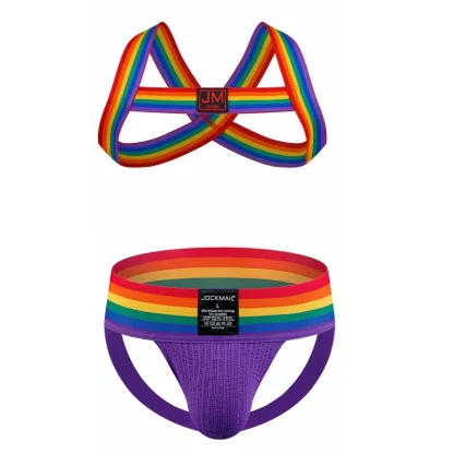 Rainbow Striped Elastic Jockstrap - Image 9